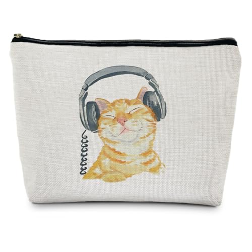 Orange Cat Makeup Bag, Cat Gifts for Women Cat Lovers Mom Lady Gifts Cosmetic Bag Travel Toiletry Bag for Women, Pink Zipper Makeup Pouch - color: Orange Cat