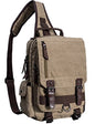mygreen Canvas Cross Body Messenger Bag Shoulder Sling Backpack Travel Rucksack - color: Khaki, size: Large