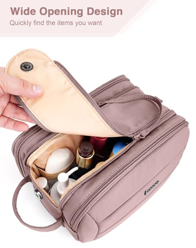 COOSKY Toiletry Bag for Men & Women, Cruise Ship Travel Essentials, Shaving Dopp Kit with Dry and Wet Separation, Water-resistant Bathroom Cosmetic Organizer Bag, Makeup Accessories, Dark Purple - color: Dark Purple
