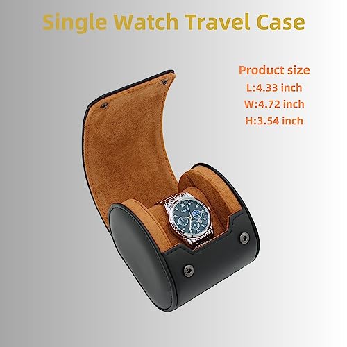 Watch Travel Case Portable Organizer - Luxury Watch Roll Travel Box Recycled Leather Watch Storage and Display for Men and Women (WCASE-1-BLACK) - color: BLACK, size: Single slot