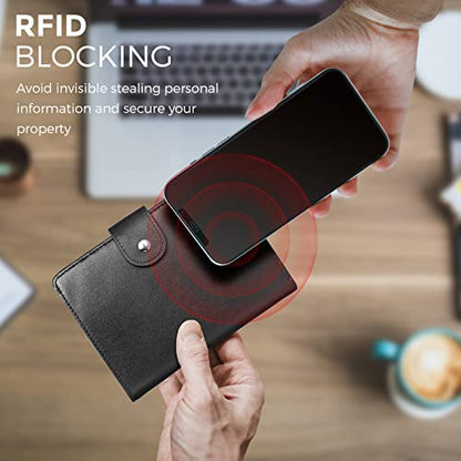 Polare Luxury RFID Blocking Leather Passport Holder Travel Wallet For Men and Women (Black(Snap Version)) - color: Black(Snap Version)