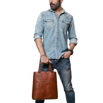 Premium Collection Genuine Leather Two-bottle Wine Tote | Luxury & Style Bag | Ideal Gift | Women and Men - color: Brown