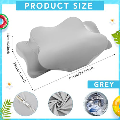 Hahafelt Cooling Cervical Neck Pillowcase Cover (Only Pillow Case) Ergonomic Pillowcase with Zipper Breathable Contour Pillow Cover for Side Back Stomach Sleepers(Gray,Queen Size) - color: Gray, size: Queen