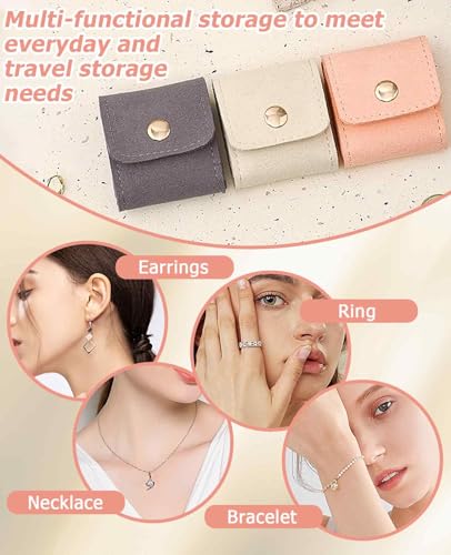 6PCS Mini Jewelry Travel Pouch, Foldable Jewelry Roll Bag with Buckle for Journey Rings Necklaces Earrings