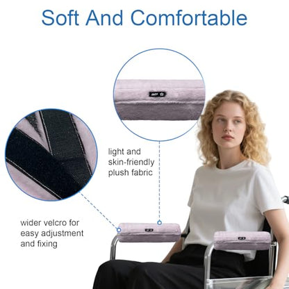 SPRING SEAON Wheelchair Armrest Covers 2 Pack Soft Memory Foam Wheelchair armrest Pads Wicking Washable for Office Transport Chair (Purple) - color: Purple