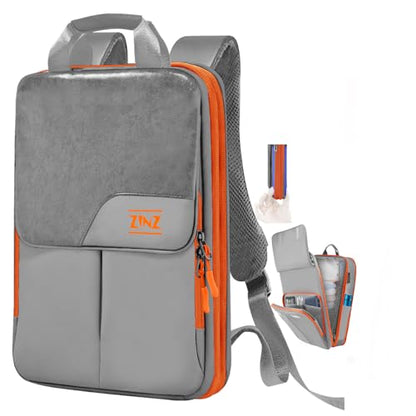 ZINZ Slim & Expandable Laptop Backpack 15.6 16 17 inch Travel Business Backpack Water-Resistant Daypack for Men and Women，Gray orange - color: G01og01