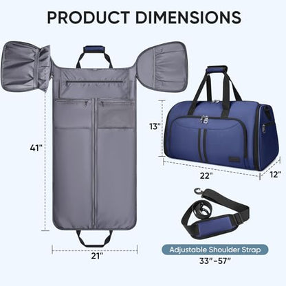 BALEINE Travel Garment Bag, Travel Suit Bag for Men, Water Resistant Carry on Garment Bag for Hanging Clothes, Garment Duffel Bag for Travel Business (Navy-Convertible) - color: Navy-Convertible
