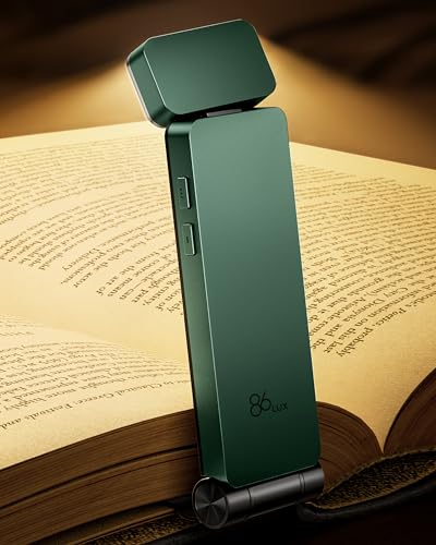 86lux Book Light, Rechargeable Clip-On LED Reading Light for Bed & Night Use - 3 Color Temperatures with Stepless Dimming, Ultralight Bookmark Design for Kids, Book Lovers, Green - color: Green