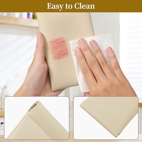 Squeeze Top Sunglass Case, New Organosilicon Soft PU Leather Eyeglass Glass Case Travel Large Sunglasses Pouch - color: Brown+beige