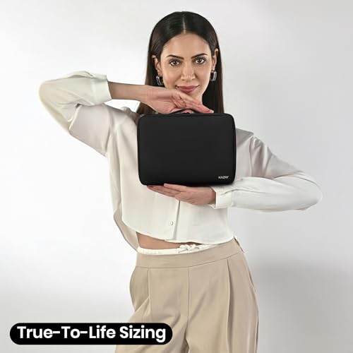 KAZAY Hanging Toiletry Bag with TSA Approved Detachable Pouch, Compact Travel Size Bag, Travel Toiletry Bag, Water Resistant, Premium Nylon, Travel Size Toiletries, Cosmetic Bag Makeup Bag (Black) - color: Black
