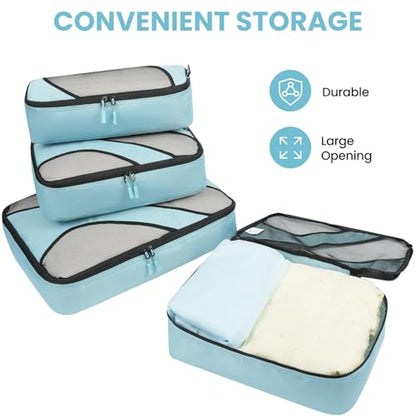 BAGAIL 6 Set Packing Cubes,Travel Luggage Packing Organizers - color: The Dusty Blue, style: 6 Set