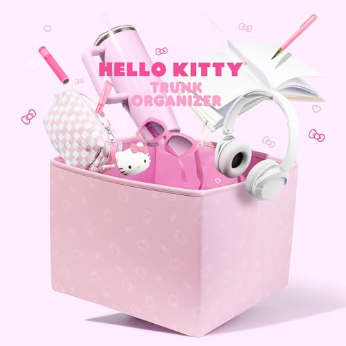 Sanrio Hello Kitty Car Trunk Organizer, Steering Wheel Cover, Air Freshener & Refill – Cute, Collapsible, Heavy-Duty Storage & Car Accessories for Groceries, Tools, Travel – 12.5"L x 12.5"W x 9"H - style: Pack Hello Kitty