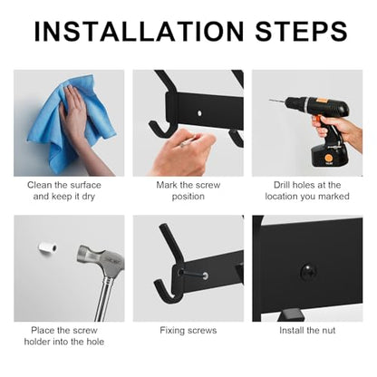 VAEHOLD Coat Hooks Wall Hook for Hanging Clothes Robes Towels Hats Heavy Duty Coat Hanger Coat Rack Wall Mount with 3 Hooks - Black - color: Black, size: “C“ Shape 3 Hooks 1 Pack