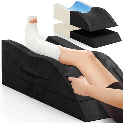 TranquilRelax Leg Elevation Pillows, Wedge Pillow for After Surgery Or Rest, Memory Foam Leg Support Adjustable, Back Knee Hip Ankles Pain Relief, Knee Pillow for Sleeping Blood Circulation Black - color: Black, size: Single Leg