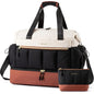 LOVEVOOK Travel Duffel Bag, Weekender Bags for Women, Large Overnight Bags with Shoe Compartment, 38L Carry on Gym Hospital Bag with Wet Pocket, 2 Pcs - color: Beige-Black-Brown, size: Large-2 Pcs