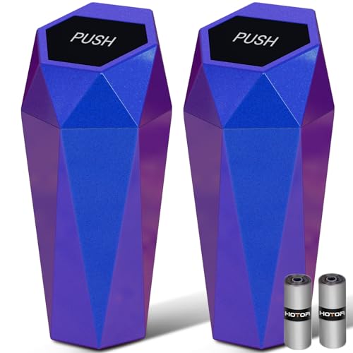 HOTOR Car Trash Can with Lid - 2 Pack, Car Accessories for Interior, Leakproof Vehicle Garbage Can with 30 Attached Trash Bags, Multipurpose Organizers and Storage for Home, Office, Blue&Purple - color: Blue&Purple