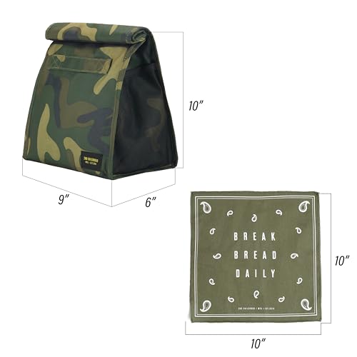 2nd Childhood Rolltop Lunch Bag for Work or School – Compact, Foldable & Low Profile Design – Insulated Reusable Bag with Handle – Slim, Durable & Stylish - 3.5L (Camo) - color: Camo