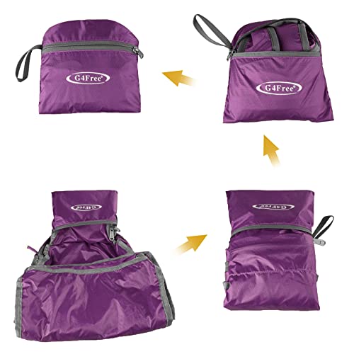 G4Free 20L Lightweight Packable Backpack Travel Hiking Daypack Foldable Backpack for Men Women - color: A-purple
