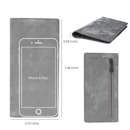 Bveyzi Ultra Slim Thin Leather RFID Blocking Credit Card Holder Bifold Clutch Wallets for Women - color: Frosted Gray