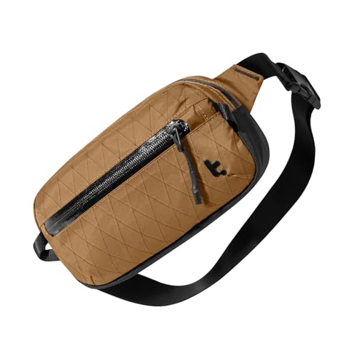 tomtoc 1.5L X-Pac Sling Bag with RFID Blocking, Crossbody Bag Minimalist Chest Shoulder Pack for Men/Women, Water-resistant Lightweight Casual Funny Pack for Travel, Daily Commute - color: X-Pac Brown, size: 1.5L