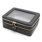 Aveniee XL Clear Makeup Organizer,Double Layer Travel Cosmetic Case with Brush Holder & Zippered Compartments,Big Toiletry Bag for Travel Accessories,2 Layers Large,Black - color: Black, style: Dual Layer Large