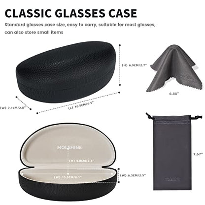 molshine Hard Shell Sunglasses Case,Classic Large Glasses Case for Sunglass,Eyeglasses with Cleaning Cloth,Pocket