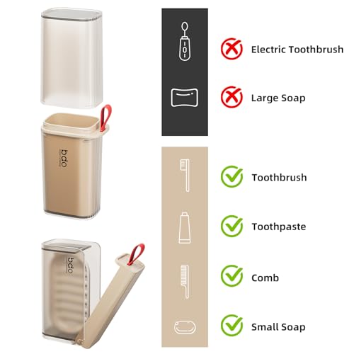 VITVITI Travel Soap Case Container, Portable Toothbrush Travel Case Dish Tray, 7.88 Inch Toothpaste Traveling Toothbrush Holder Set with Cover for Trip/Bathroom/Camping, Clear Coffee - color: Gray Coffee