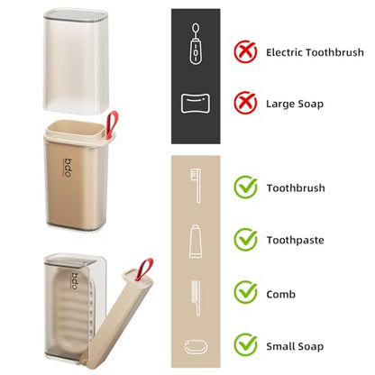 VITVITI Travel Soap Case Container, Portable Toothbrush Travel Case Dish Tray, 7.88 Inch Toothpaste Traveling Toothbrush Holder Set with Cover for Trip/Bathroom/Camping, Clear Coffee - color: Gray Coffee