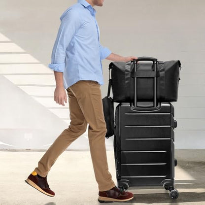 Hoteel Luggage Sets 5 Piece, 4-Yr Warranty, PC+ABS Hard Shell Expandable Suitcases with Wheels, TSA Aproved Lock and Carry on Bags, Travel Suit Case Set for Men and Women(5-Piece, Black) - color: Black, size: 5 Piece Set (Expandable 20&24&28/DB/TB)
