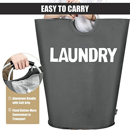 DOKEHOM 160L XX-Large Laundry Basket (7 Colors), Collapsible Laundry Bag, Foldable Laundry Hamper, Folding Washing Bin (Dark Grey, XXL) - color: Dark Grey, size: 160L