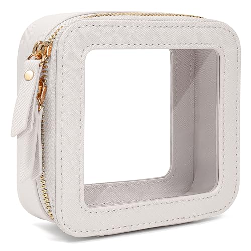 Travel Clear Makeup Bag Set, TSA Approved Cosmetic Bag Case with Zipper Portable Makeup Pouch Toiletry Bag Traveling Cosmetic Organizer Storage Bag Car Organizer Car Essentials - color: N-White