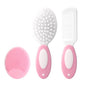 Baby Grooming Set，Baby Health Care Set Baby Brush Soft Bristles 3 Piece Baby Care Set Baby Hair Brush and Comb Set Baby Hair Brush Baby Comb Silicone Baby Cradle Cap Brush Set - color: 3pcs Pink