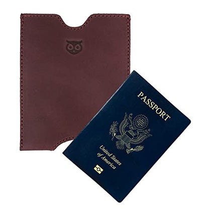Hide & Drink, Travel Passport Pocket Sleeve Handmade from Full Grain Leather - Sangria - color: Sangria