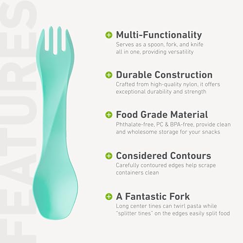humangear GoBites Uno | Travel & Camping Utensils | Portable & Convertible Dining Ware | Multi-Functional Spork, Mint - color: Mint