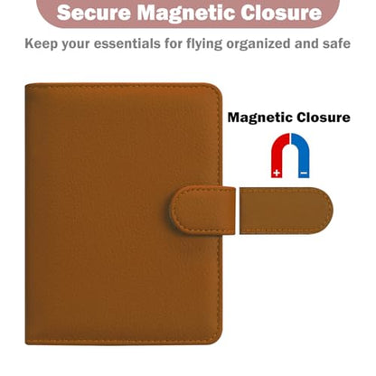 HOTCOOL Passport Holder Travel Essentials Airplane & Cruise Essentials Ship Leather Wallet Cover Case RFID Blocking Women & Men Vacation Travel Accessories Gifts Deals, Litchi - Brown - color: A Litchi Brown