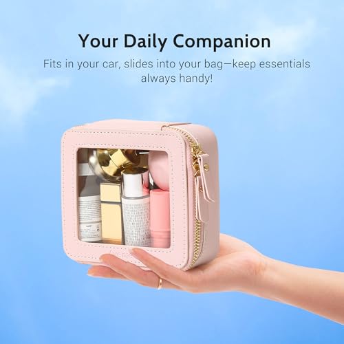 Aveniee Mini Clear Makeup Bag, Small Cosmetic Bags Travel Toiletry Pouch Organizer, TSA Approved Make up Case with Zipper, Car Bag for Essentials,Pink - color: Pink, style: Mini Chic