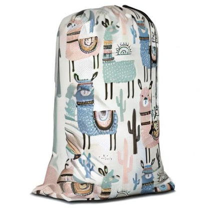 Swono Cactus XL Laundry Bags, Drawstring Closure Dirty Clothes Bag Organizer, Heavy Duty Large Laundry Bag, Cartoon Cute Llama Tribal Alpaca Rip-Stop Bags for Camp Travel, 28" x 40", White - color: Cactus