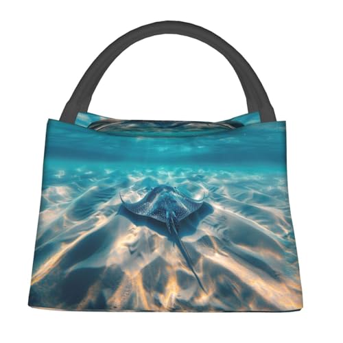 Lunch Bag for Women, Ocean Stingray Insulated Lunch Box for Kids Girls, Reusable Lunch Bag for Office, Work, Picnic, Travel, School - color: Ocean Stingray