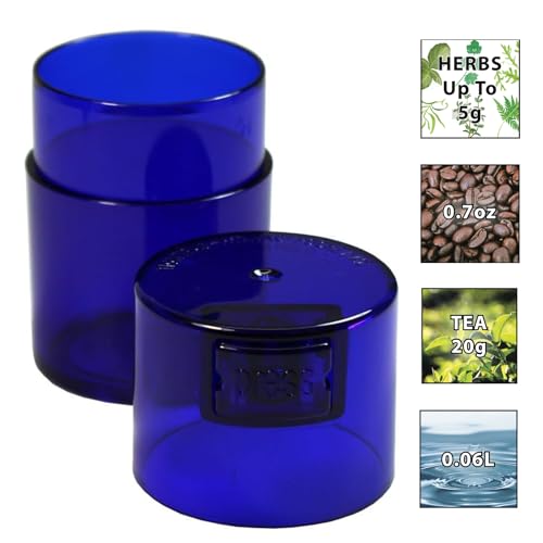 Vitavac - 5g to 20 Grams Airtight Multi-Use Vacuum Seal Portable Storage Container for Dry Goods, Food, and Herbs - Blue Tint - color: Cobalt