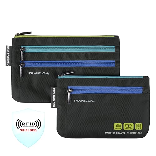Travelon World Travel Essentials Set of 2 Currency and Passport Organizers - color: Black