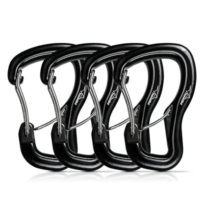 Heavy Duty Carabiner Clip Hook 8KN (1763 lbs), 2 PCS Ultra-Light Aluminum Caribeaners with Double Door D Ring Shape, for Hammock, Camping, Hiking, Backpacking, Dog Leash, Keychain Clip - style: 1#Black-4pc