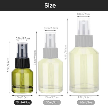 Segbeauty 6pcs 0.5oz Empty Small Travel Spray Bottle for Hair, Refillable Mini Glass Spray Bottles for Perfume, 15ml Green Fine Mist Atomizer Cologne Travel Bottle Sprayer, Liquid Containers Bottles - size: 0.5 fl oz