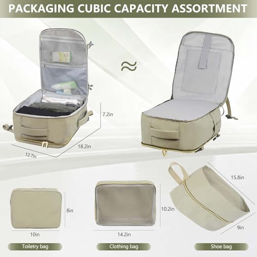 Travel Laptop Backpacks, 30L Carry On Backpack with 3 Packing Cubes, Travel Backpack for Women Airline Approved, Overnight Weekender Backpacks (Green) - color: Green