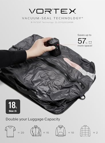Black Voyage Reusable Vacuum Compression Travel Bag for Carry-On Suitcase and Backpack, Recycled IPX8 Waterproof Space Saver Vacpack (1-Pack, 18L - No Pump) - color: Gray 18L (1-Pack), size: 18L (No Air Pump)