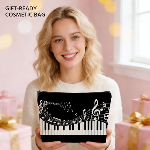 JIUWEIHU Piano Keys Makeup Bag, Musical Cosmetic Bags Travel Organizer Bag Zipper Pouch, Christmas Birthday Gifts for Pianist Music Lover Women Friend Colleague Sister - color: Multicolor 0063