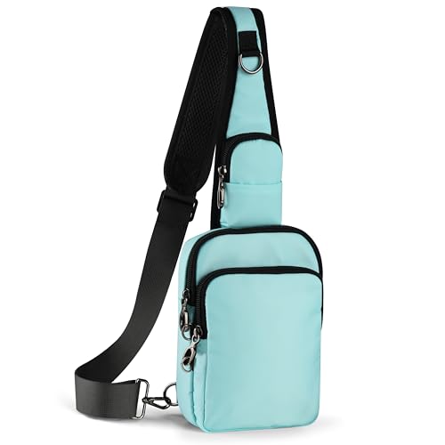 VADOO Sling Bag, Crossbody Bag with Zipper Lock, RFID Blocking & Water Resistant for Men and Women - color: Light Blue