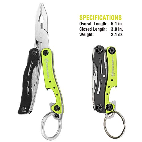 Kilimanjaro 910055 Ascend 9 in 1 Multi-Tool -with TSA Compliant, Long Nose Pliers, Wire Stripper, Bottle Opener, Scissors, Phillips and Slotted Screwdriver, Single Cut File, Tweezers, Key Chain
