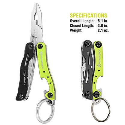Kilimanjaro 910055 Ascend 9 in 1 Multi-Tool -with TSA Compliant, Long Nose Pliers, Wire Stripper, Bottle Opener, Scissors, Phillips and Slotted Screwdriver, Single Cut File, Tweezers, Key Chain