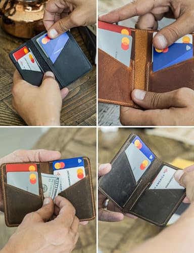 Handcrafted Genuine Leather Wallets, Minimalist Cardholders, and Passport Covers, Handmade Gift - color: Camel, style: Bifold Cardholder