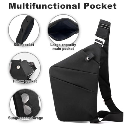 Anti Theft Travel Bag, One Shoulder Large Capacity Cross-body Bag Chest Fashion Lightweight Sling Bags for Travel Sports - color: Black, style: Right Shoulder